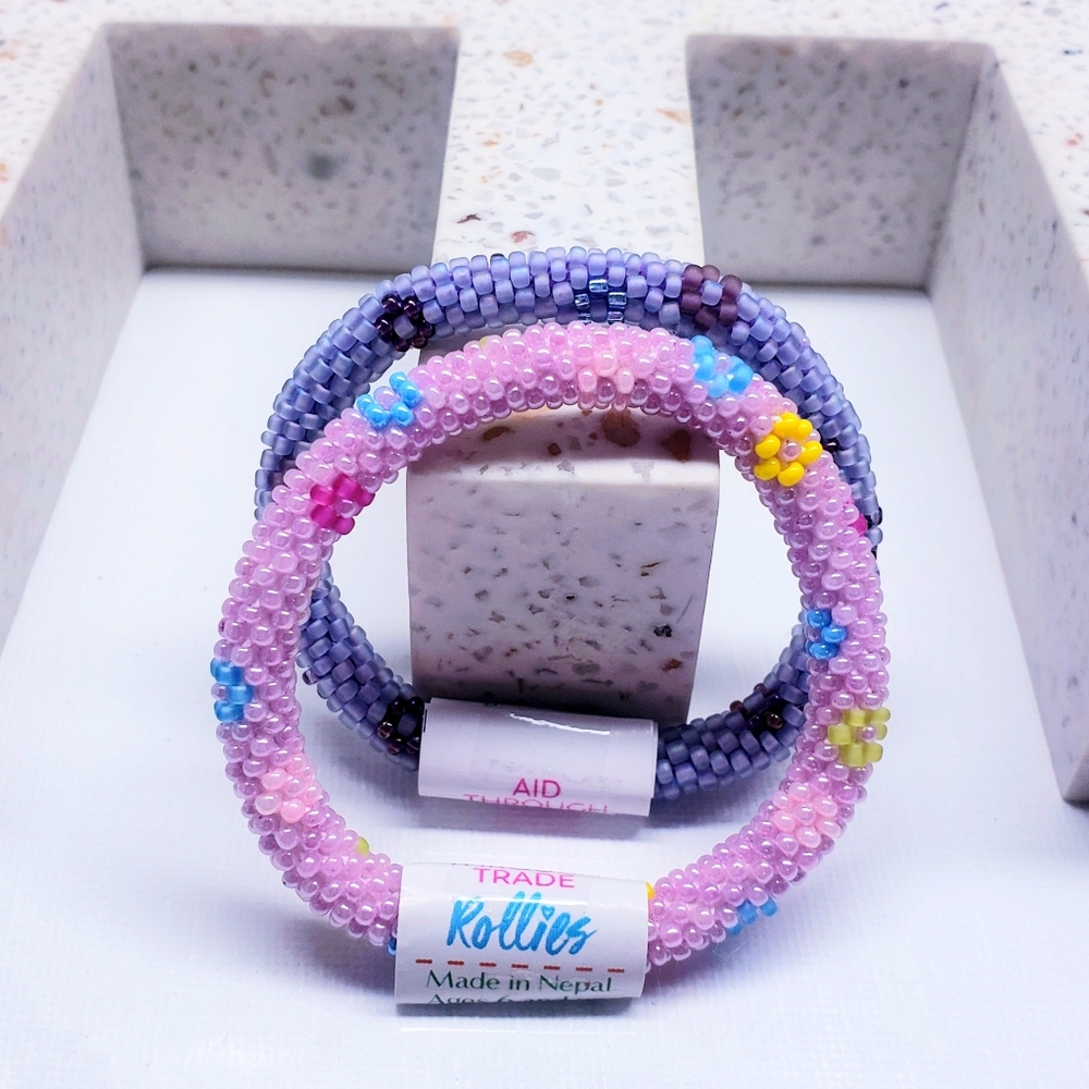 FLOWER POWER -The Original Rollies® Bracelet for Kids, 6" round, Nepal,#6(2 Pcs)